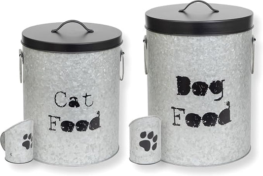 Medium 40lb Dog & 30lb Cat Pet Food Storage Canister with Scoop Combination – Durable & Airtight for Freshnesss, Minimalist Design & Recyclable, Medium Metal Container by ThePetSteel