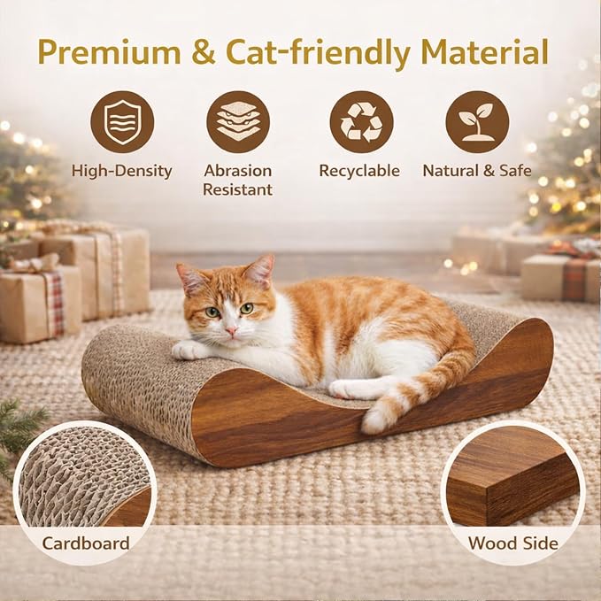Simple Delxue Horizontal Cat Scratcher Pad, 23.6" Large Cat Scratcher Cardboard Lounge Bed, 100% Recyclable & Reversible Durable Cat Scratching Board - Image 4