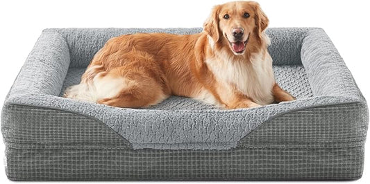 INVENHO Orthopedic Dog Beds Large Sized, XL Washable Egg-Crate Memory Foam Dog Couch Bed with Washable Removable Cover, Waterproof Lining and Nonskid Bottom by INVENHO