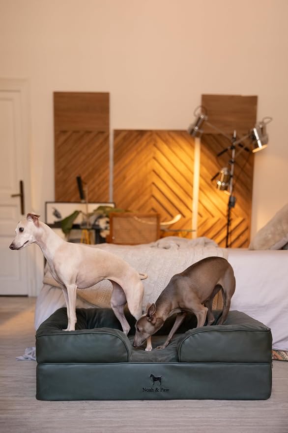 NOAH & PAW Large Dog Bed, 35x25x11 Inch, Orthopedic Dog Beds, Eggshell Memory Foam Infused with Cooling Gel, Inner Cover, Water Resistant, Machine Washable (Faux Leather) - Image 2