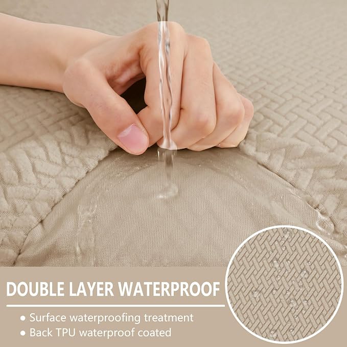 hyha Waterproof Couch Cushion Covers, Anti Slip Sofa Slipcovers for Pets | Waterproof Protection, Thick Jacquard Fabric, Wear Resistant, Anti Slip, Pet Protection (1 Piece for Backrest L) - Image 2