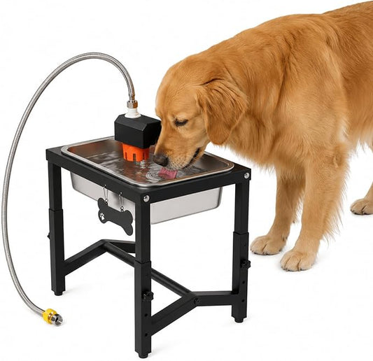 2 Gallon Elevated Large Dog Water Bowl, Automatic Dog Water Bowl Dispenser, 4 Adjustable Height Raised Dog Bowl Stand for Large Breed Relief Joint Pressure, Easy Clean for Indoor & Outdoor Uses by FLODOMIXHOME