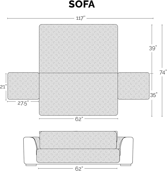 Furhaven Waterproof & Non-Slip Sofa/Couch Cover Protector for Dogs, Cats, & Children - Quilted Paw Print Living Room Furniture Cover - Gray, Sofa - Image 2