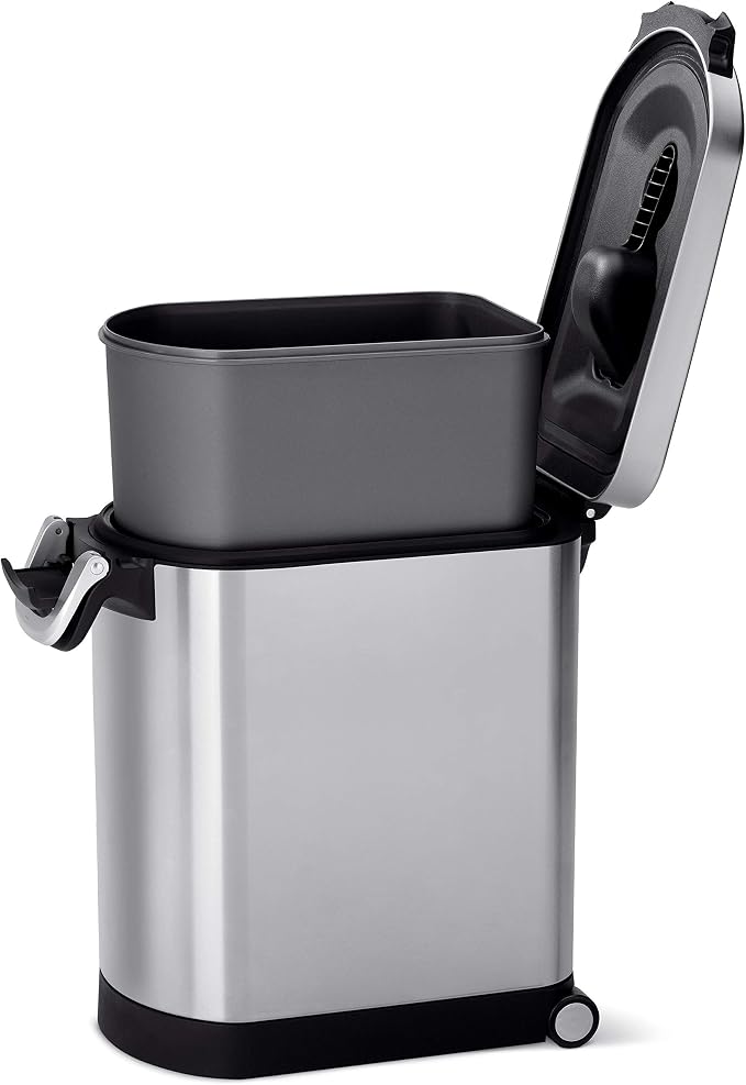 simplehuman Medium Pet Food Storage Container, Holds 25-29 lb / 11-13 kg of Dry Dog Food, Cat Food, or Bird Seed, Airtight Lock-Tight Lid with Magnetic Scoop, BPA-Free, Brushed Stainless Steel - Image 5