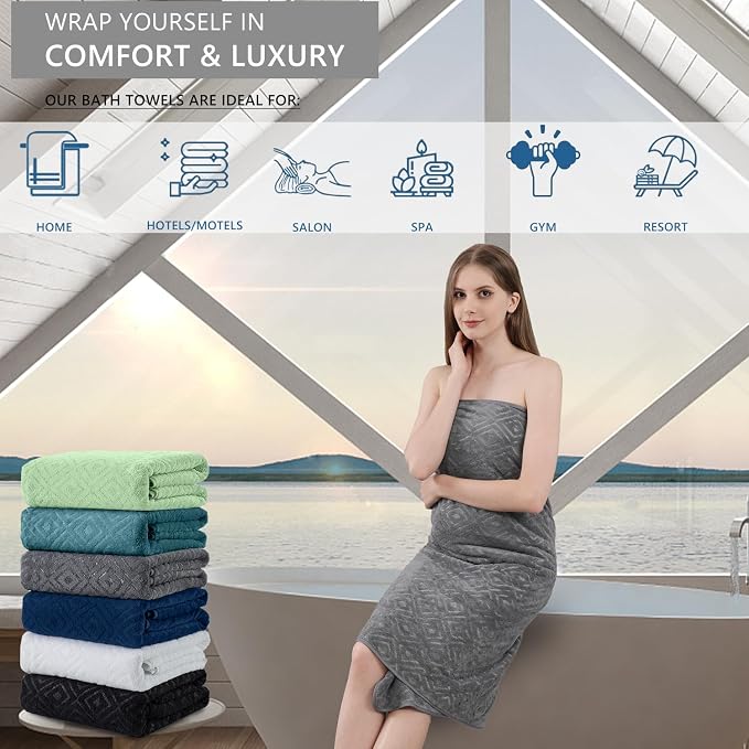 Bath Towel Set of 4 Extra Large Bath Sheet 35"x70" Oversized Bath Towel Soft Microfiber Bathroom Towel for Adults Highly Absorbent Quick Dry Towel Set for Bathroom,Hotel,Shower Bath Sheet Towel Grey - Image 4