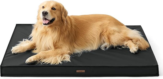 LE SURE Outdoor Waterproof XL Dog Bed,Orthopedic Pet Mat,44x32In | Crate Pad for Dogs with Oxford Fabric Surface,Removable Washable Cover,Egg Foam Kennel Pads,Non slip Bottom,Black by Lesure