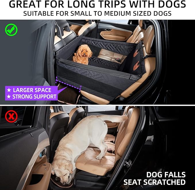 TKYZ Medium Dog Car Seat,Back Seat Extender for Dogs,Hard Bottom Seat Cover - Image 2