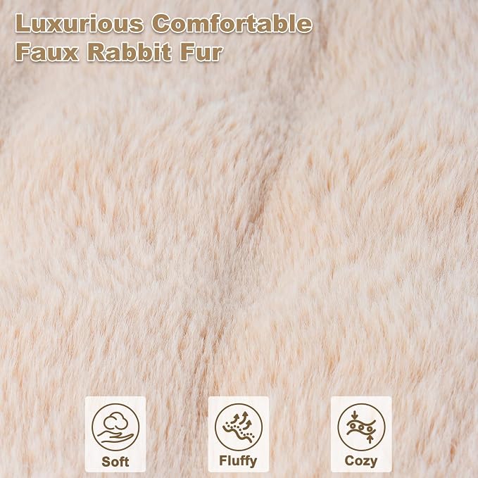 Orthopedic Dog Beds for XL Dogs, Fluffy Faux Rabbit Fur Pet Bed with Removable Washable Cover, Dog Bed Mat with Egg Crate Foam & Waterproof Lining, Anti Slip Bottom, Light Khaki,44"x32"x4" - Image 2