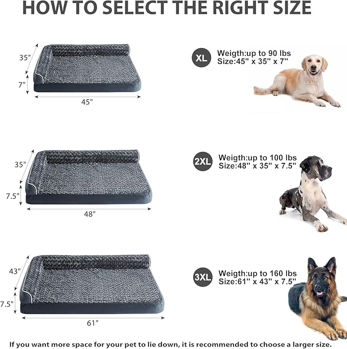 BFPETHOME Orthopedic XXL Dog Beds Large Sized Dog, Washable Dog Sofa Bed | Removable Cover, Waterproof Lining, Non-Slip Bottom, Large Pet Couch for Big Dogs, Cozy Shared Sleeping Dog Bed for Indoor - Image 5