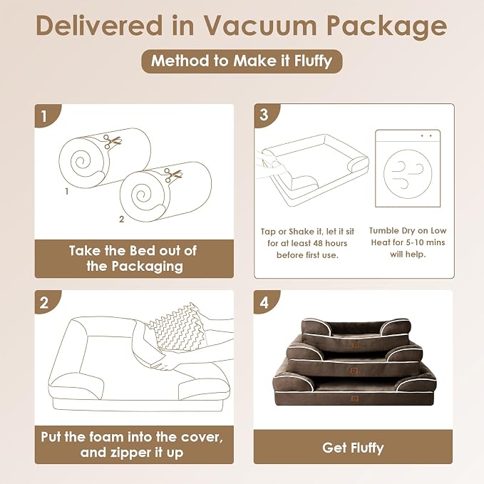 EHEYCIGA Orthopedic Dog Bed Medium Size Dog, Waterproof Washable Pet Beds | Non-Slip Bottom and Egg-Crate Memory Foam Dog Couch Bed with Washable Removable Cover, Brown - Image 6