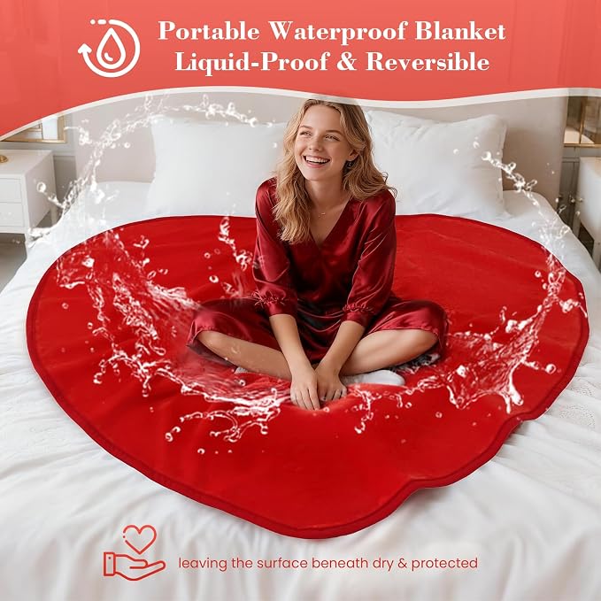 Waterproof Blanket for Bed,Portable Waterproof & Stain-Resistant | Throw with Storage Bag, Washable Bed and Sofa Protector Mat, Travel Friendly, Presents Gifts for Women, Red, 47.2''x47.2'' - Image 2