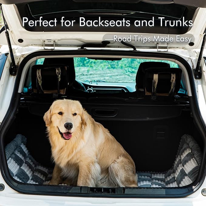 Dog Bed for Car, Pet Travel Backseat Mat for Vehicle SUV Truck Jeep Automobile, Large Washable Foldable Non-Slip Fuzzy Soft Comfortable Cozy Extender Protector Cover Pad, Grey, 24.8x54 in - Image 4
