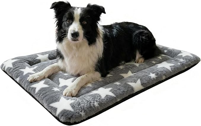 Washable Dog Bed Mat With Anti-Slip Bottom, Deluxe Plush Memory Foam Crate Pad & Waterproof Outdoor Kennel Mat For Dogs & Cats-Durable Crates Beds, Large Medium Small Puppy Size 30" x 20",Gray by Unknown