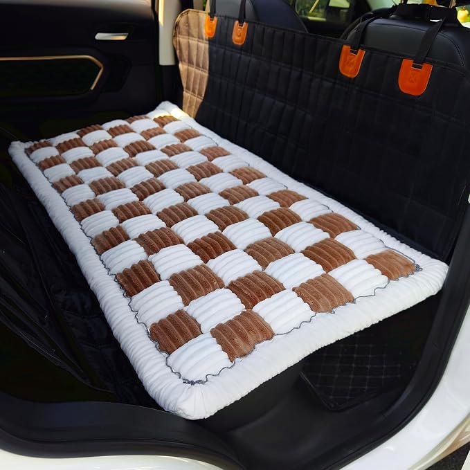 Dog Bed for Car Back Seat, Non-Slip Backseat Pet Mat for Trucks & SUVs | Plaid Flannel, Quilted PP Cotton Filling, Non-Slip Backing, Machine Washable, Fits Backseat Extenders, Trucks & SUVs - Image 2