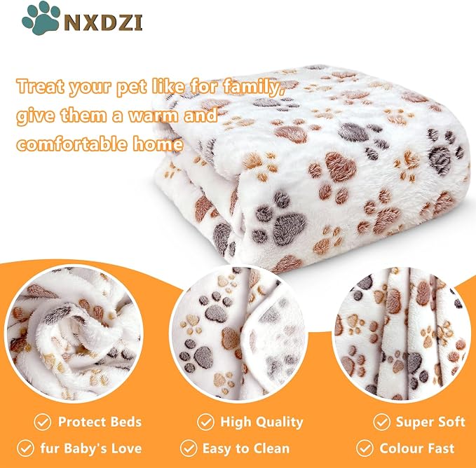 Dog Blankets for Large Dogs, 3 Pcs Dog Blanket Washable, Soft Fluffy Flannel Pet Blanket Mat Cover for Bed Couch, Cute Print Puppy Blanket 60" x 50" - Image 2