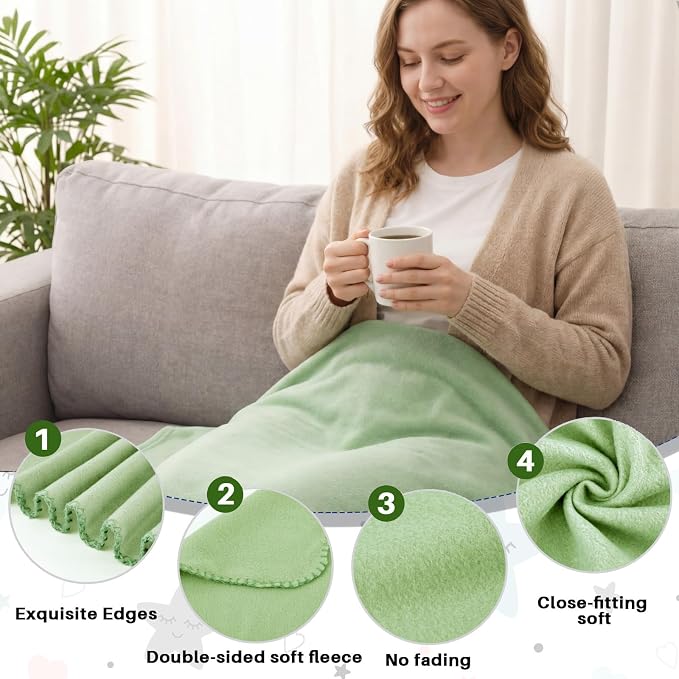 Newwiee 48 Pcs Bulk Fleece Throw Blankets 50'' x 60'' Oeko-tex Standard 100 Certified for Outdoor Wedding Guest Blankets Donation Homeless Sleepover Lap Pet Sofa, All Seasons Use (Sage Green) - Image 3