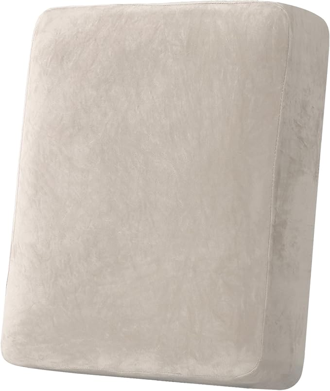 H.VERSAILTEX Velvet Stretch Couch Cushion Cover Plush Cushion Slipcover for Chair Cushion Furniture Protector Seat Cushion Sofa Cover (1 Piece Armchair Cushion Covers, French Oak) by HVERSAILTEX