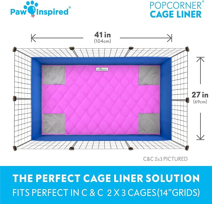Paw Inspired PopCorner Washable Fleece Cage Liners, C&C 2x3, Pink | Reinforced Corners, Super Absorbent Mat, Bedding, Waterproof Bottom, Guinea Pigs, Ferrets, Rabbits, Hamsters, Small Animals - Image 4