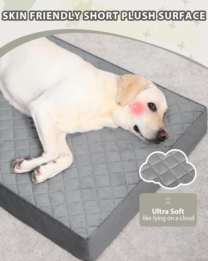 NUPIDA Orthopedic Dog Beds for Extra Large Dogs Waterproof Pet Mattress with Removable Washable Cover and Non-Slip Bottom, Quilting Bed for Crate, 47x29 Inch, Dark Gray - Image 2