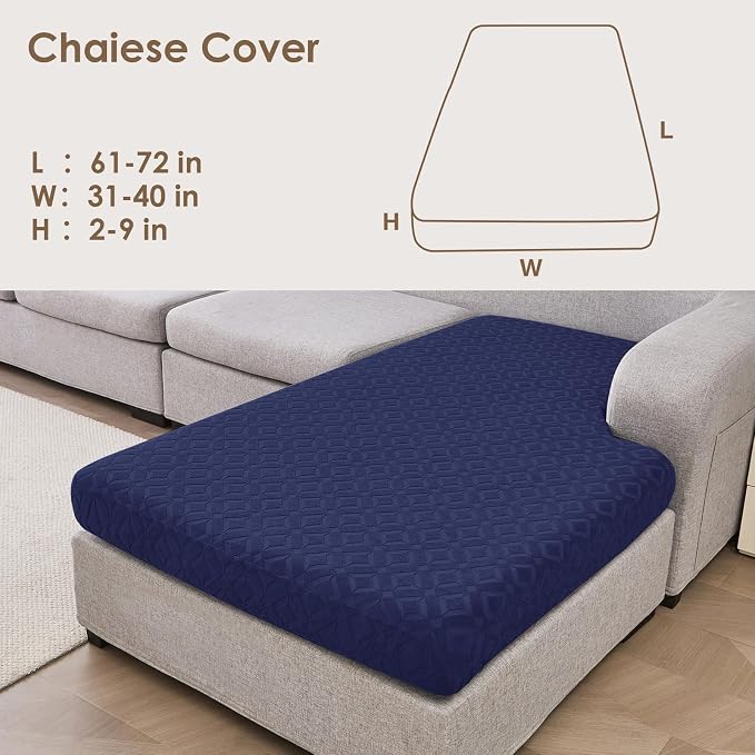 Genina Waterproof Sectional Couch Covers Non Slip Sofa Cushion Covers | L Shape Sectional Fit,Chaise Cover,Stretch Jacquard Fabric,Pet Hair & Scratch Protection,Furniture Protector,Washable - Image 2
