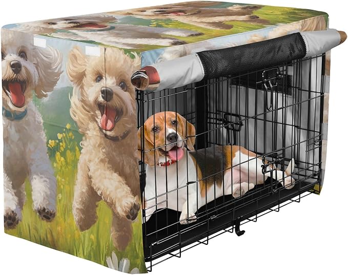 Dog Crate Cover Kennel Cover for Dog Cages Breathable for Wire Cage Indoor Outdoor Poodle Dogs Spring Daisy - Image 2