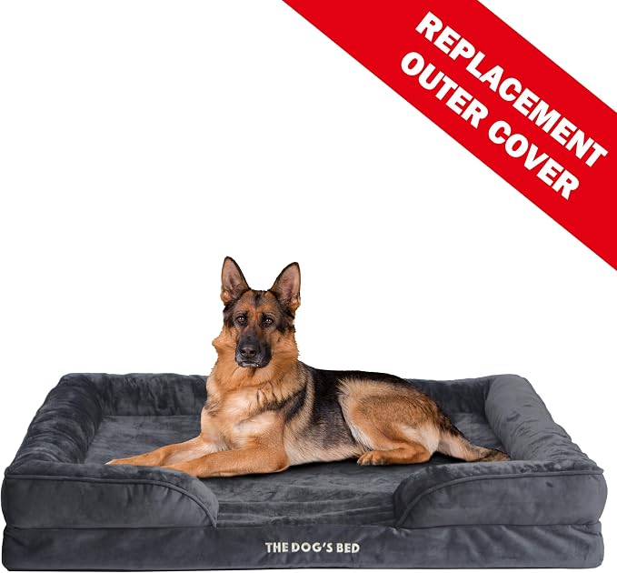 The Dog’s Bed Orthopedic Bolster Dog Bed Replacement Outer Cover - for CertiPUR-Certified Foam Beds, Flannel Fabric, Grey, XXL - Image 3