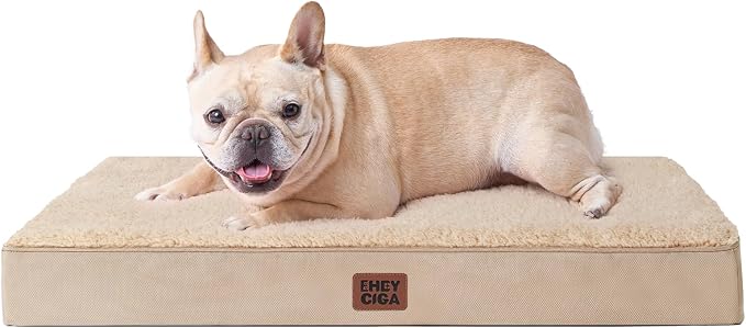EHEYCIGA Orthopedic Dog Bed with Removable Washable Cover, Khaki, 30IN | Egg Crate Foam Support, Durable Oxford fabric, Non-Slip Bottom, Machine Washable, Soft Waterproof Plush Pet Bed Mat For Crate by EHEYCIGA