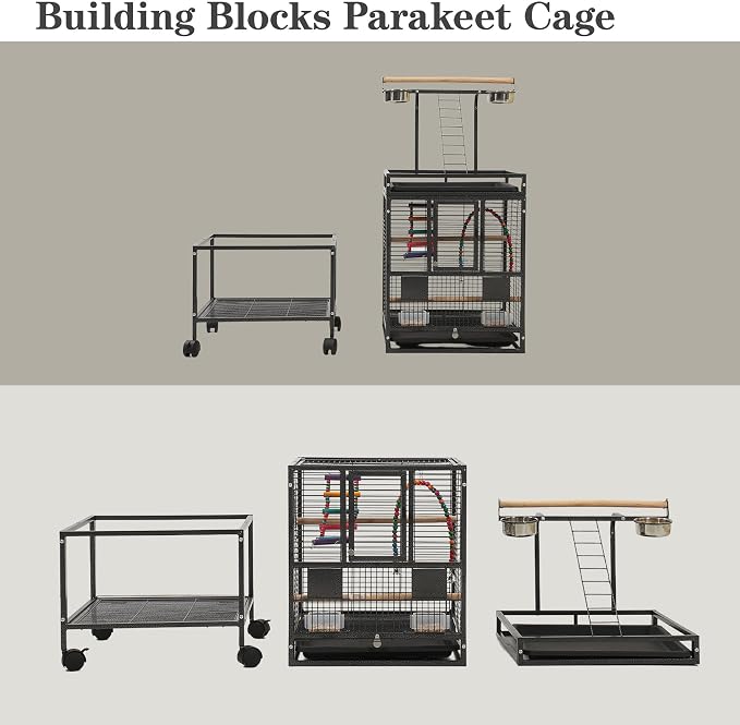 51" Small Bird Cage with Stand,Parakeet Cage, Parrot cage with Parakeet Toys, Bird Cage Accessories for Lovebirds Cockatiel Conure Finch Canary Budgie - Image 5