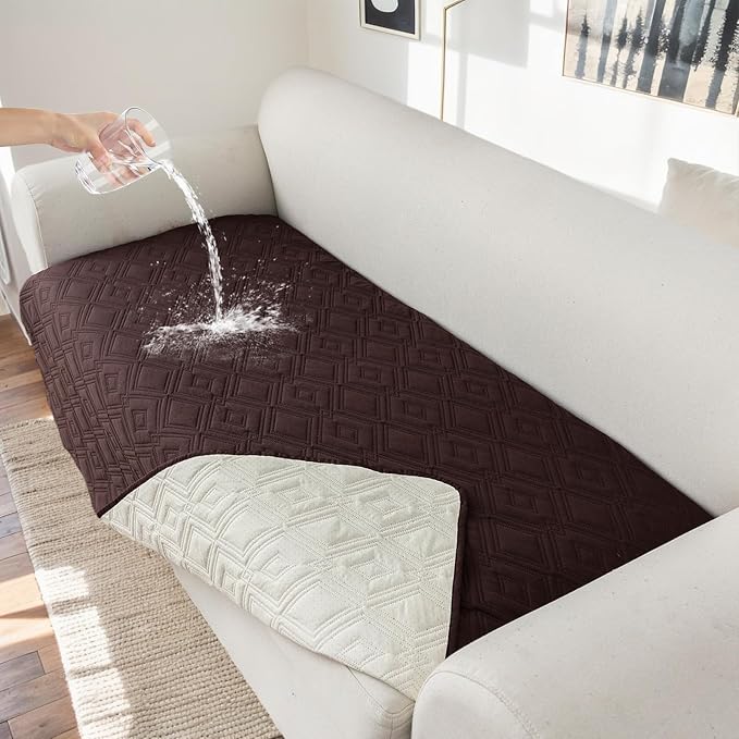 Genina 100% Waterproof Couch Cover for 4 Cushion for Dogs, Anti-Slip Sofa Covers Washable Couch Covers for Sectional L Shape Furniture Cover, 1 Piece (Chocolate, Sofa X-Large) by Genina