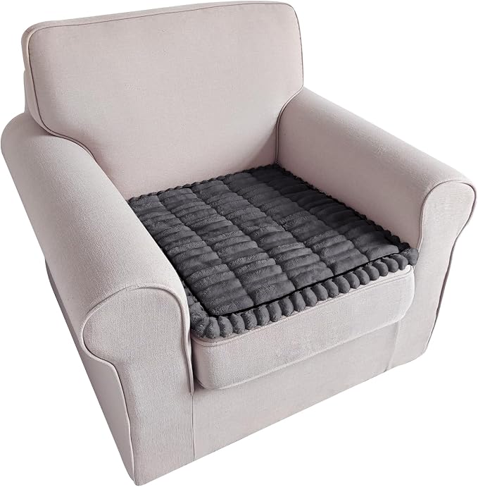 U-NICE HOME Fuzzy Chair Cover Arm Covers, Dark Grey, 27.6''x27.6'' | Non-Slip, Washable, Couch cover for dog, Pet friendly, Furniture Protector by U-NICEHOME