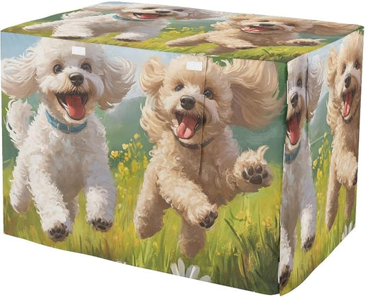 Dog Crate Cover Kennel Cover for Dog Cages Breathable for Wire Cage Indoor Outdoor Poodle Dogs Spring Daisy by QwThum