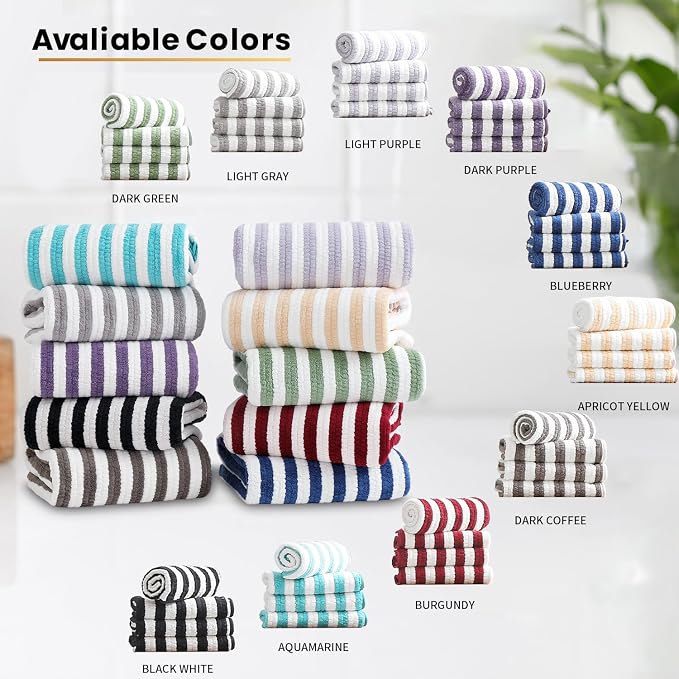 18-Piece Microfiber Bath Towels Set - 6 Bath Sheet, 6 Hand Towels, 6 Washcloths, Soft, Highly Absorbent Bathroom Towel, Quick Dry & Less Lint Shower towel for Bathroom, Hotel, Spa, Dorm-Light Green - Image 5