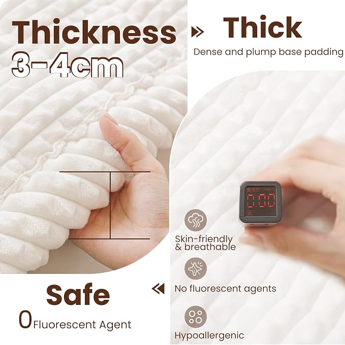 Couch Cover for Dogs Washable, Non-Slip Pet Couch Covers for Sofa, Fuzzy Dog Couch Cover Blanket, Thick, Soft, Plush Couch Cushion Covers for Sofa Protector (White, 27.6" x 27.6"/70 x 70cm) - Image 4