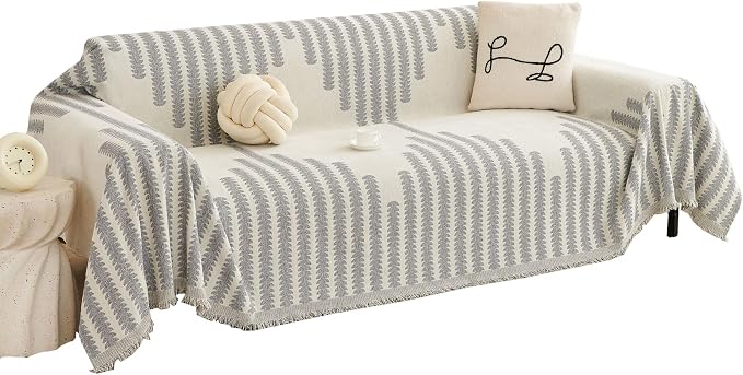 HAOMAIJIA Boho Sofa Covers Couch Covers for 3 Cushion Couch Sofa Pet Friendly Soft Thick Couch Cover for Dogs Washable Sectional Couch Covers L Shape Furniture Protector (Grey, 91"x118") by HAOMAIJIA