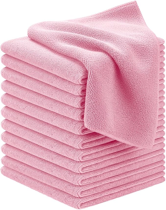 Avalon Towels Microfiber Cleaning Cloths (Value Pack of 12) - Size 12 x 12 Inches, Highly Absorbent Cleaning Rags, Lint Free, Reusable and Washable, Microfiber Towels for Cars by AvalonTowels