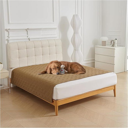 Waterproof Blanket Dog Bed Cover Non Slip Large Sofa Cover Dog Blanket for Couch Protection Pet Blanket for Furniture Bed Couch Sofa Reversible (Khaki,75 * 180cm) by OREZAUQS