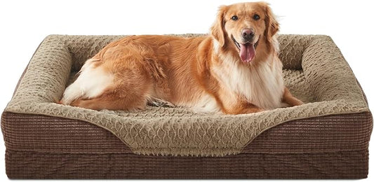 INVENHO Orthopedic Dog Beds Large Sized, XL Washable Egg-Crate Memory Foam Dog Couch with Washable Removable Cover, Waterproof Lining and Nonskid Bottom by INVENHO