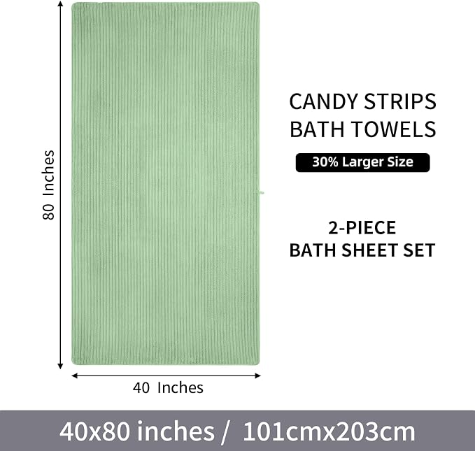 2 Piece Bath Sheets, 40"x80" Bath Towels, Sage Green | Extra-large size, Quick dry, Highly Absorbent, Lint Free，shower towels for bathroom gym spa，Big and Tall users - Image 8