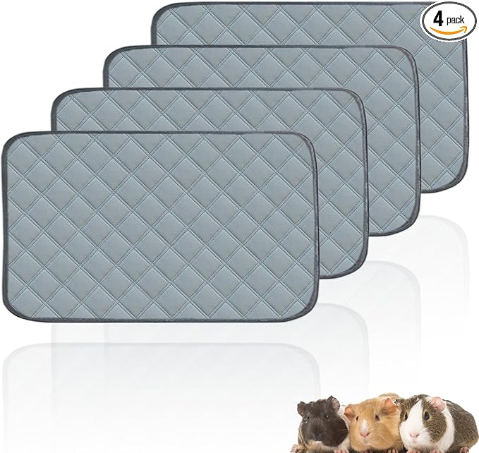 4 Pack Guinea Pig Cage Liners for C&C 2x1 Habitat Washable Guinea Pig Bedding Super Absorbent | Waterproof | Non Slip| Reusable Guinea Pig Pee Pads for Small Animals Cages-28 x 14 Inch by Mooydee