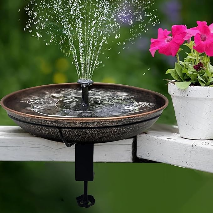 12' Railing Bird Bath for Deck Mounted Metal Bowl with Lightweight Detachable, Bird Baths with Adjustable Sturdy Steel Clamp for Deck Railing Balcony Yard Garden Decoration - Image 5