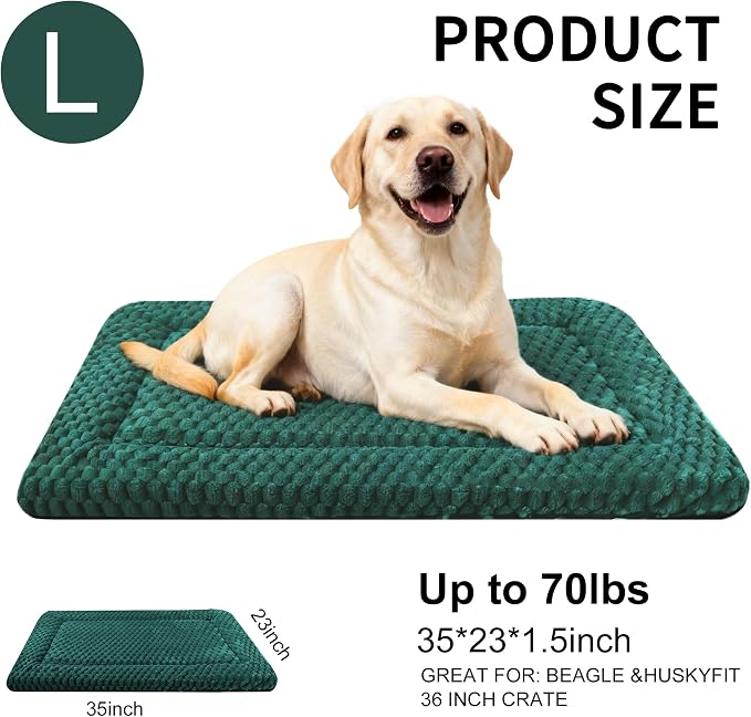 Dog Bed Mat - Dog Crate Pad - Reversible Mat for Pet Comfort - Soft Bed Crate Pads for All Seasons - Durable, Machine Washable Mat for Crates, Travel, and Home (Dark Green, 35" L*23" W*1.5" Th) - Image 3