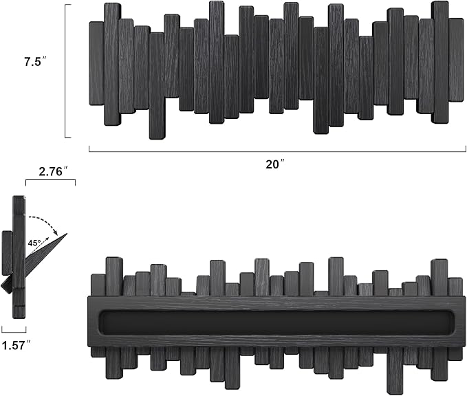 Coat Rack Wall Mount Piano Flip Down Wall Hook Rack 5 Hooks Oak | Natural Wood Handmade Unique Hanger for Coats Bag Hat Umbrella key Wall Art In the foyer living room bedroom bathroom office - Image 4