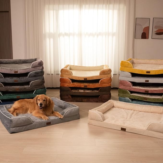 Comfort Expression Orthopedic Dog Beds for Large Sized Dog with Bolster | Waterproof Dog Couch Bed with Washable Cover & Non-Slip Bottom, Supportive Egg Crate Foam Large Pet Bed, 36x27 Inch - Image 9