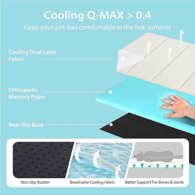 Dog Cooling Mat for Large Dogs – 30"x20" Orthopedic Memory Foam Pad for Summer, Hot Weather & Joint Relief | Washable, Non-Slip Crate Mat for Senior Dogs, Travel & Home (Dark Beige) - Image 3