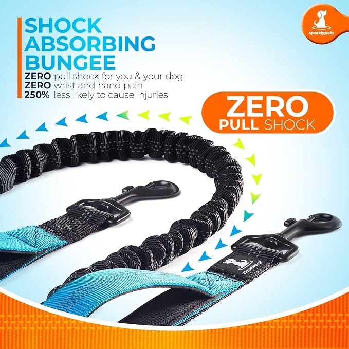 SparklyPets - Hands Free Dog Leash with Reflective Stitches - Waist Leash for Male Dog Walking, Hiking, Training, Jogging, Canicross, Running - Medium & Large Dogs, Gradient Blue - Image 3