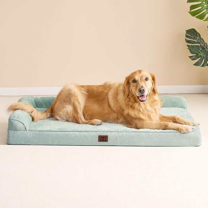 EHEYCIGA XL Dog Bed Memory Foam for Crate, Extra Large Dog Bed Orthopedic with Washable Removable Cover, Waterproof Pet Sofa Couch XLarge Size Dogs, 41x27x6.5, Greyish Green - Image 8