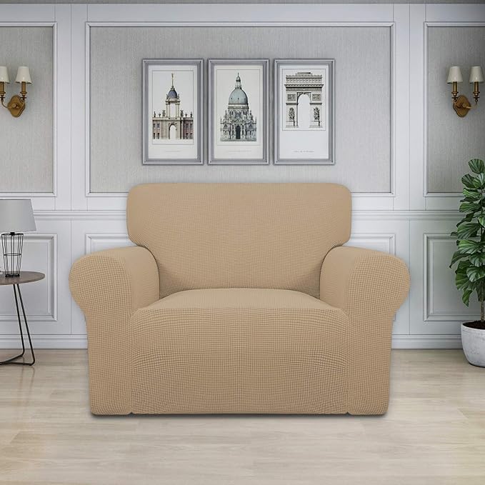 Easy-Going Stretch Oversized Chair Slipcover with Arm Washable Sand | 1-Piece Large chair covers armchair Furniture Protector for Living Room chair and a half cover Soft For Kids, Pet. - Image 2