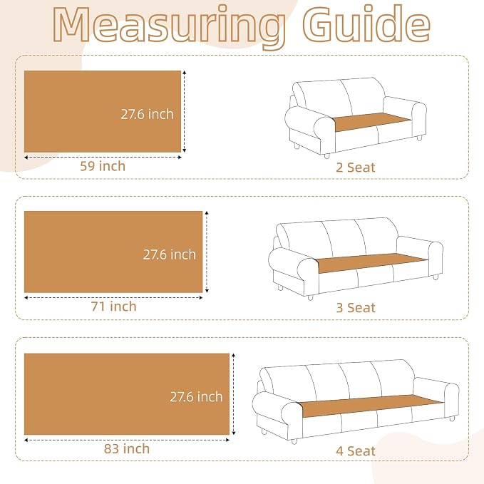 Dog Couch Cover for Sofa 100% Waterproof Faux Linen Sofa Covers for 3 Cushion Couch Washable Pet Friendly Sofa Slipcovers Non Slip Quilted Furniture Seat Protector (27.6x71 in, Light Gray) - Image 5