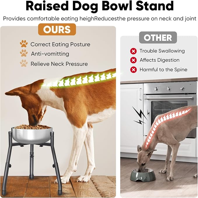 Adjustable Raised Metal Dog Bowl Stand, 3 Heights, Bowl Not Included | Adjustable 6.3-10.2 Inch Width, Heights of 8.8, 10.8 and 12.5 Inches, Fits Medium and Large Dogs, 1 Pack - Image 2
