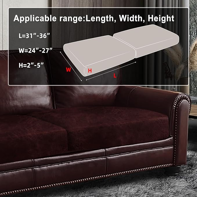 ANARACHON Leather Look Couch Cushion Covers Sofa Seat Slipcovers Sets Couches Furniture Protector for Sectional Armchair Loveseat Pets Kids Stretch Spandex Fabric (2 Cushion Sofa, Burgundy) - Image 3